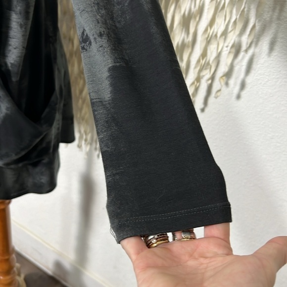 Ronan Chen Black Gray Lagen Look Open Front Cardigan Size 3(M) - Picture 3 of 10